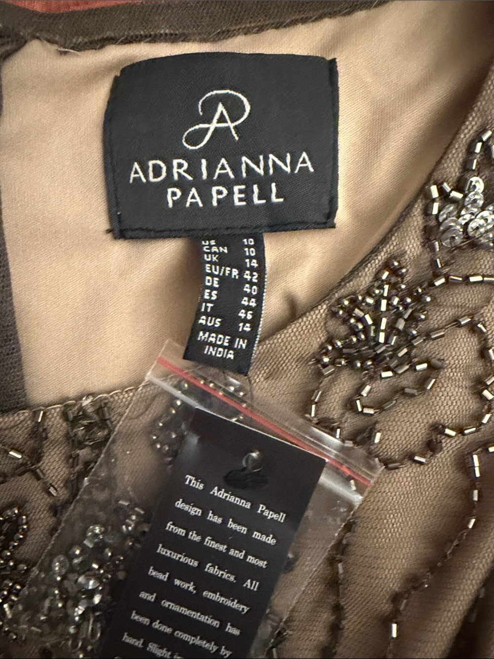 Adrianna Papell Taupe Beaded Sheath Dress - Picture 2 of 3
